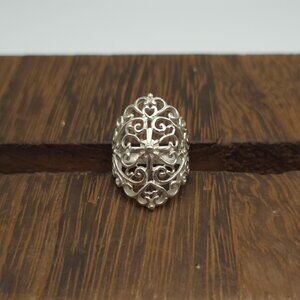 Size 6 Sterling Silver Ornate Pattern Finger Ring A1009